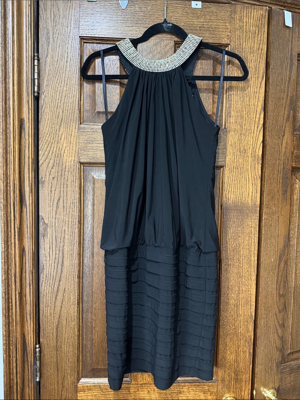 Embellished Halter Neck Black Cocktail Dress
